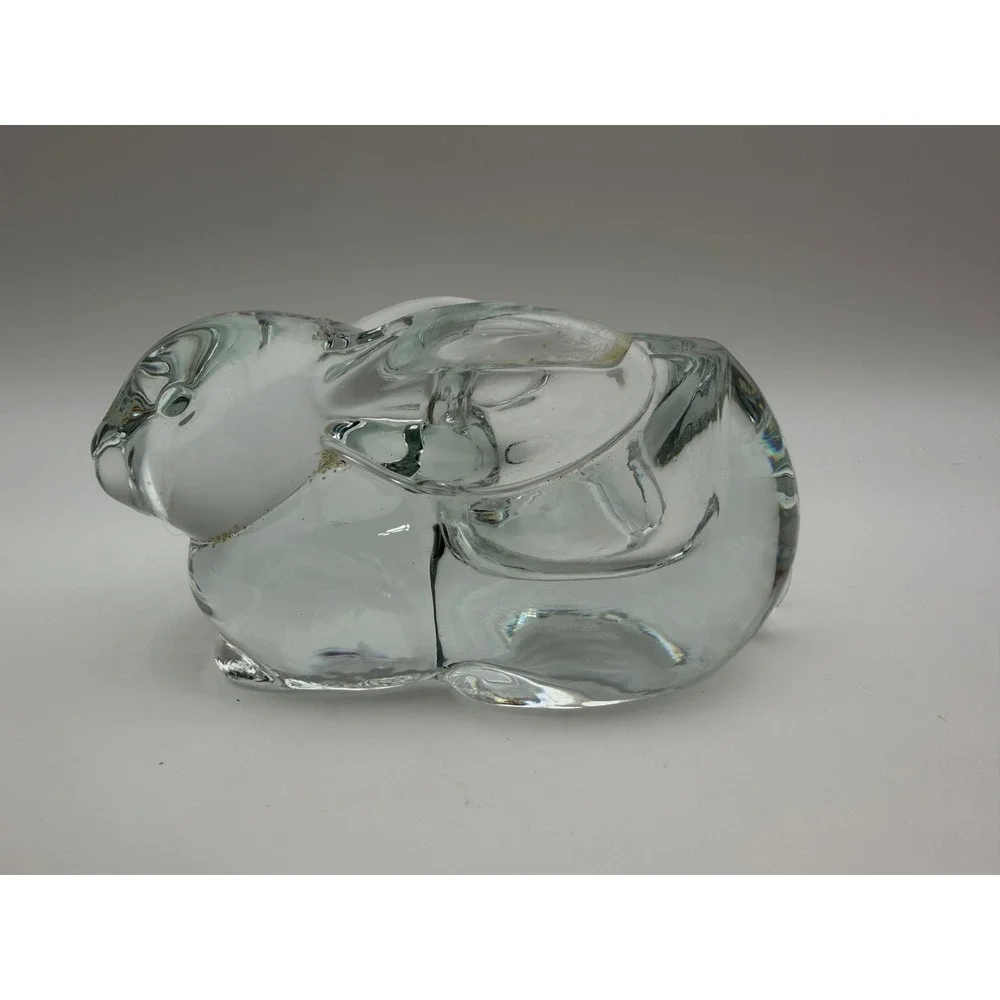 Clear Glass Rabbit Bunny Votive Candle Holder Figurine Trinket Dish Home Decor